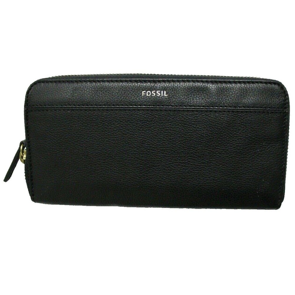 Fossil Tiegan Grained Cow Hide Leather Zip Around Accordion Clutch Wallet
